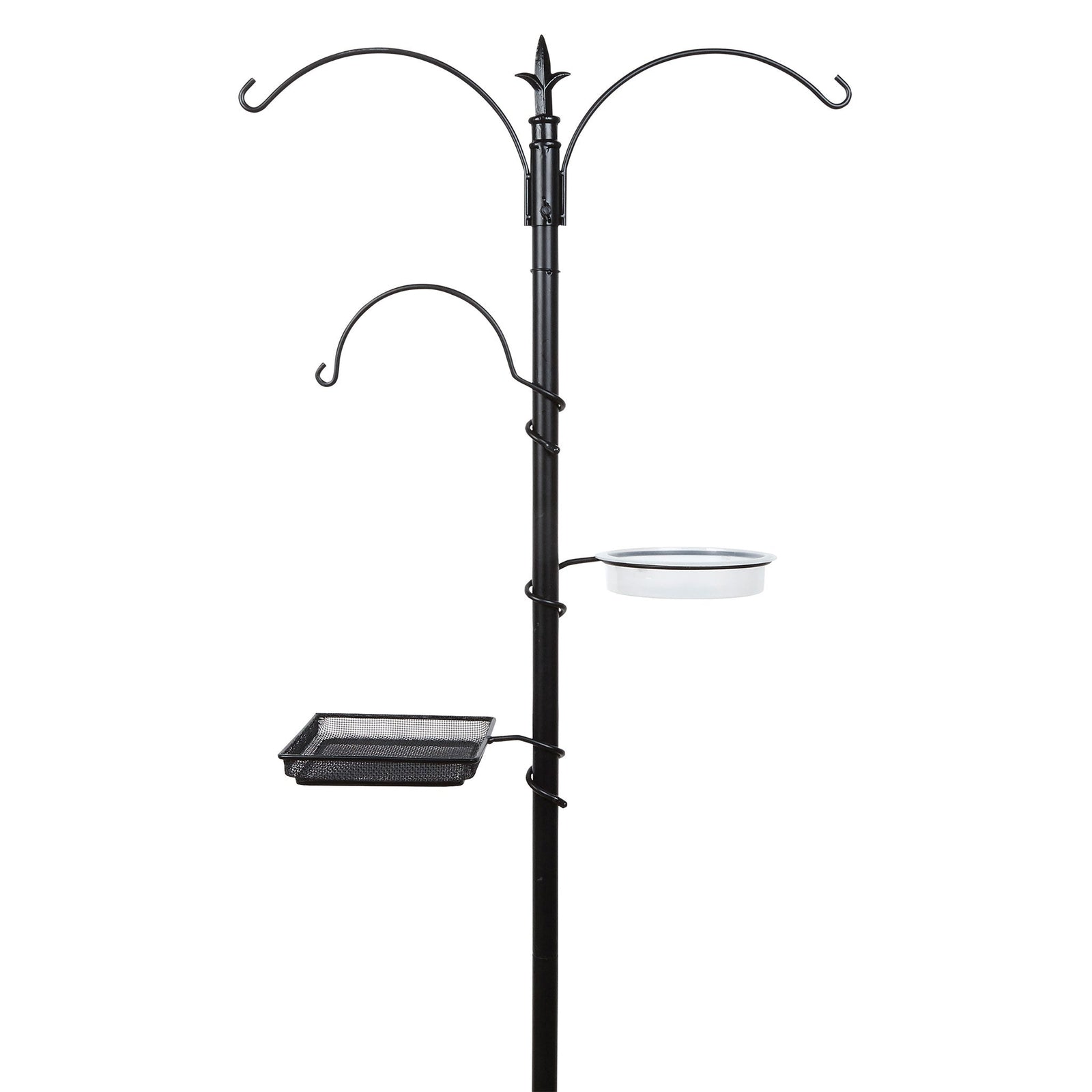 Heavy-duty Metal Bird Feeding Station With Bird Bath And 3 Hooks | Black