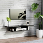 Wall Mounted Tv Stand With Storage Shelf | Black