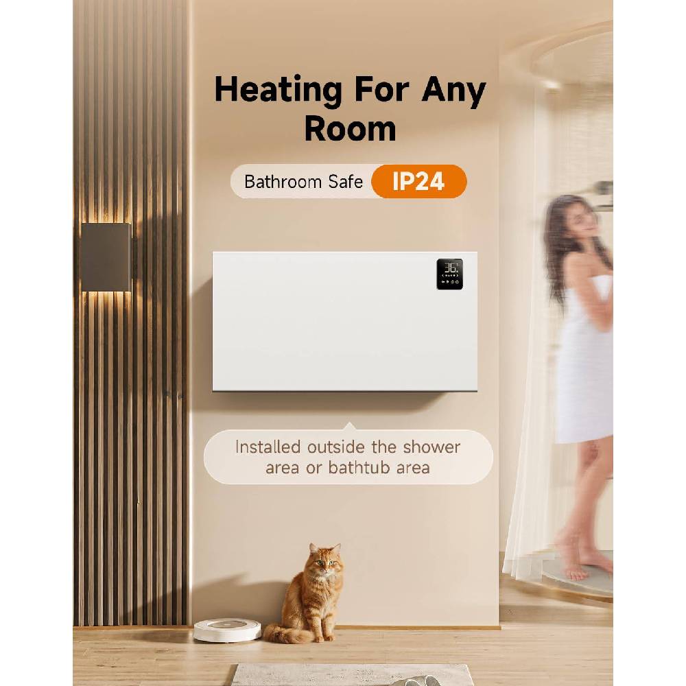 1000w/1500w/2000w Convection Heater With Wifi App & Voice Control, 3 Modes, 24h/7d Timer, Remote Control, Child Lock, Wall Mounted Or Freestanding | Large