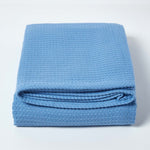 Organic Cotton Waffle Blanket/ Throw | 178cm x 228cm | Blue
