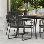 6 Seater Garden Dining Set With Cushions Rattan Backrest | Natural