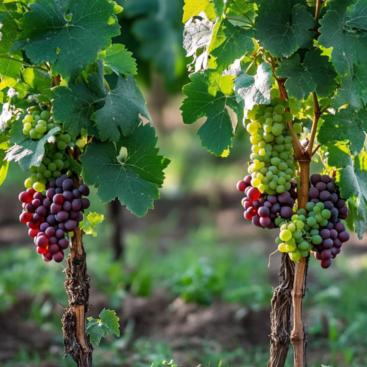 Grape Plant - 2 Pcs. - Vitis ‘himrod’, Vitis ‘vanessa’ - Height 60-75cm - ⌀21cm | Set of 2 | Multi Colour