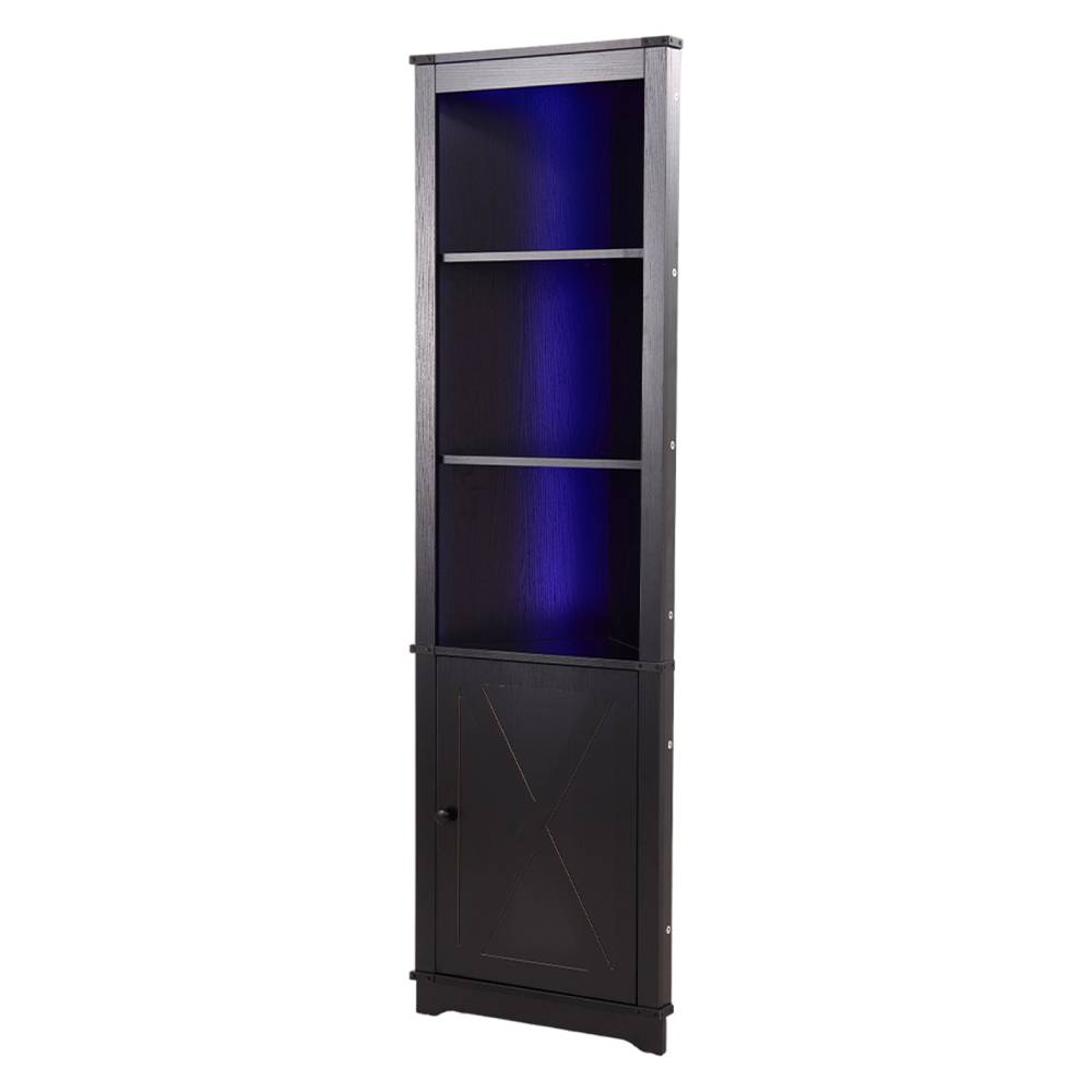 Corner Wine Storage Cabinet With Led Lighting & Remote Control