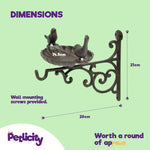 Petlicity Wall Mounted Cast Iron Bird Bath And Feeder Garden Bird Bath Basin With Bracket Rustic Outdoor Decor