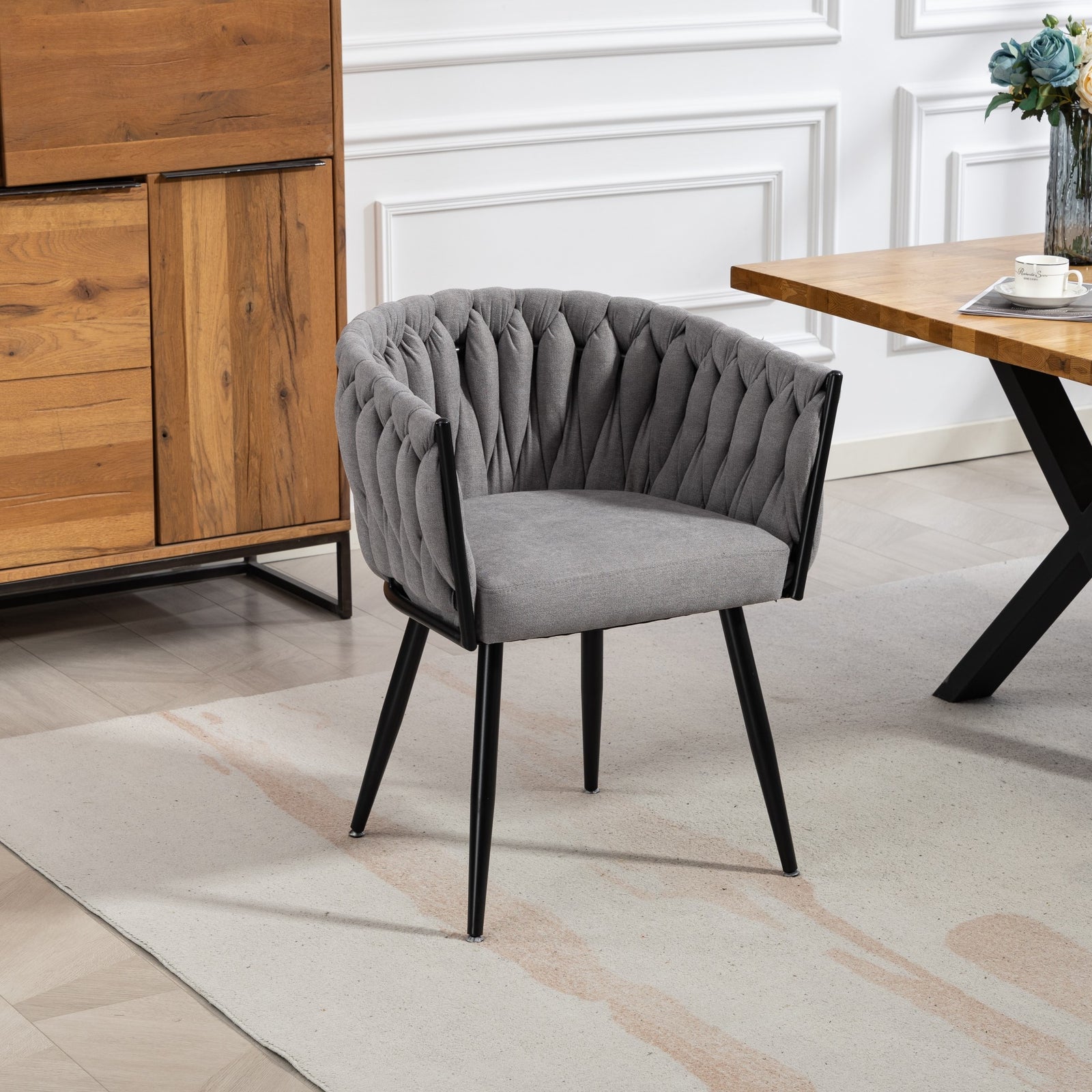 Aneta Fabric Accent Chairs - Set Of 2 | Grey