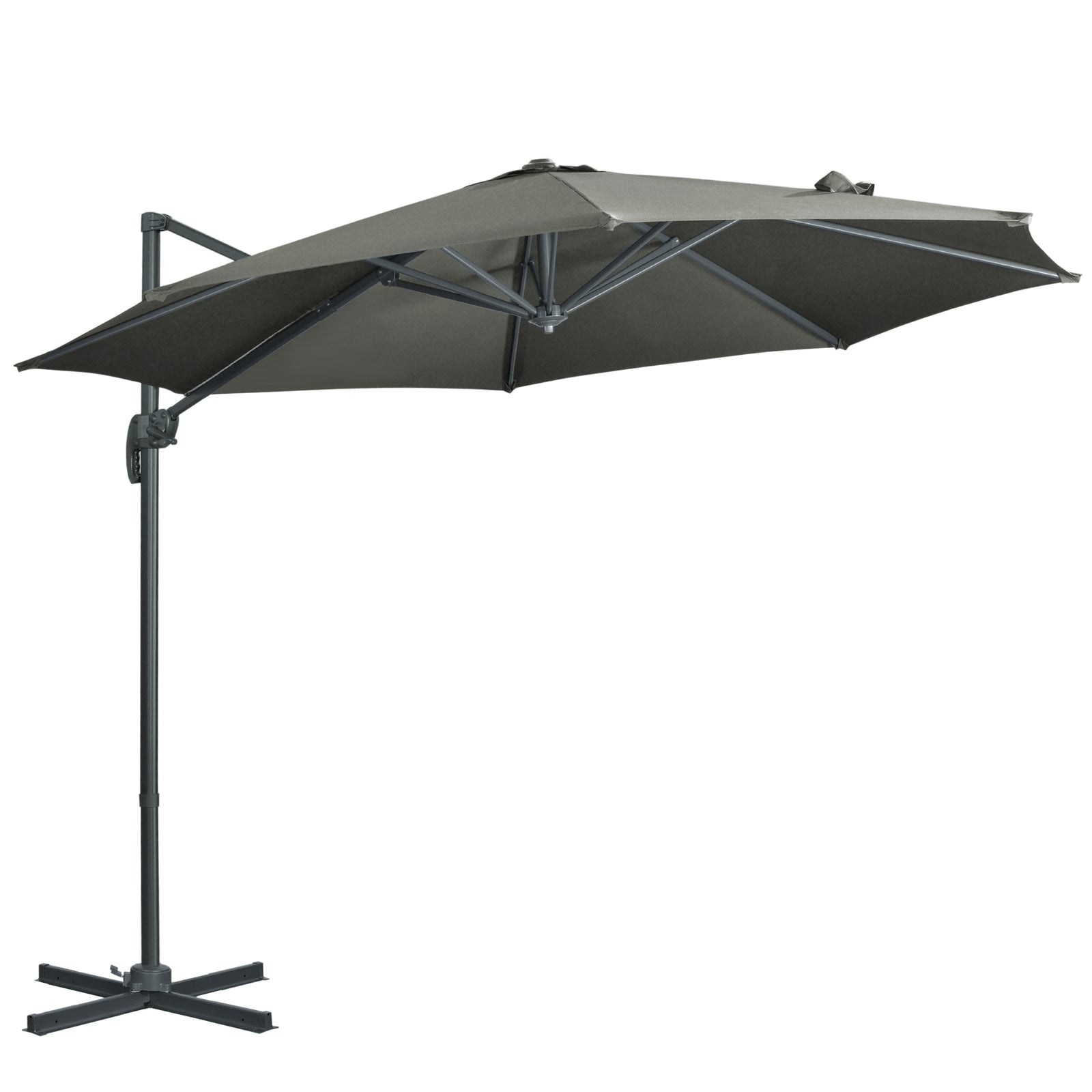 3x3m Cantilever Parasol W/ 360° Crank Handle Tilt | Grey