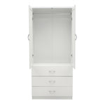 2-door Wardrobe With 3 Drawers & Hanging Rail | White