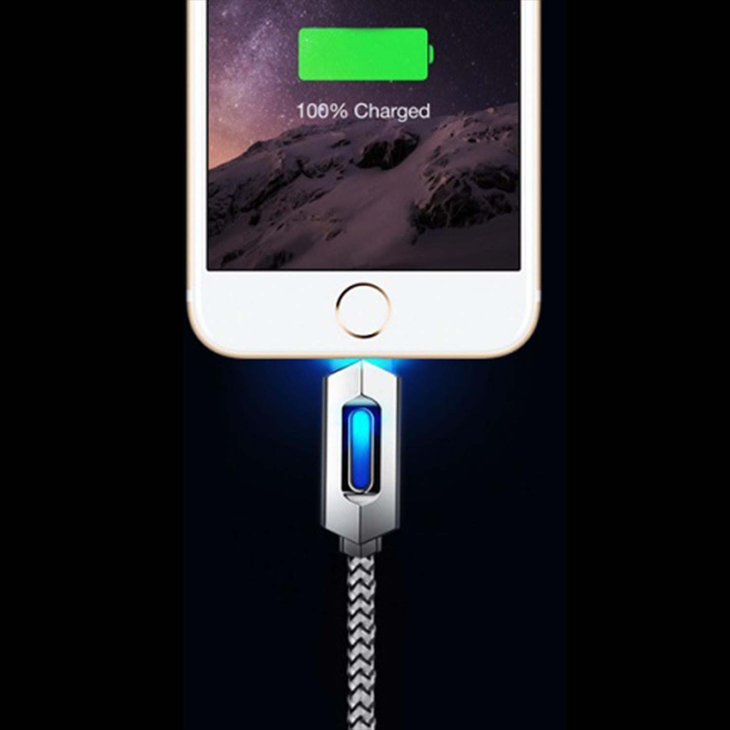 Portable & Lightweight Light Up 1 Metre Charge & Sync Cable Micro Usb, Grey