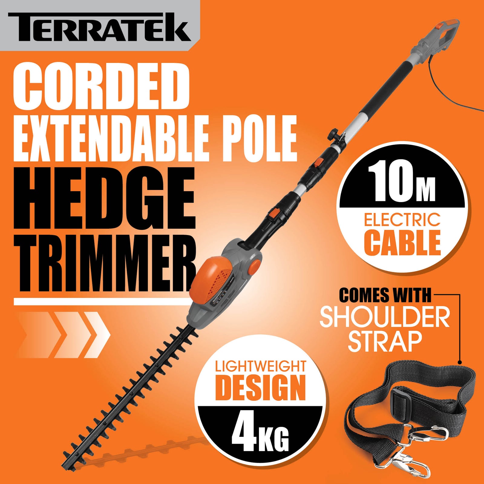 500w Hedge Trimmer Garden Electric Long Reach Telescopic Extendable Hedge Cutter Corded
