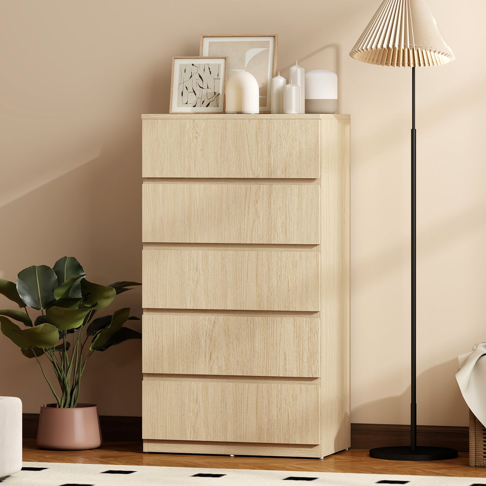 Bedroom Chest Of Drawers, 5 Drawers Dresser, Drawer Unit | Natural