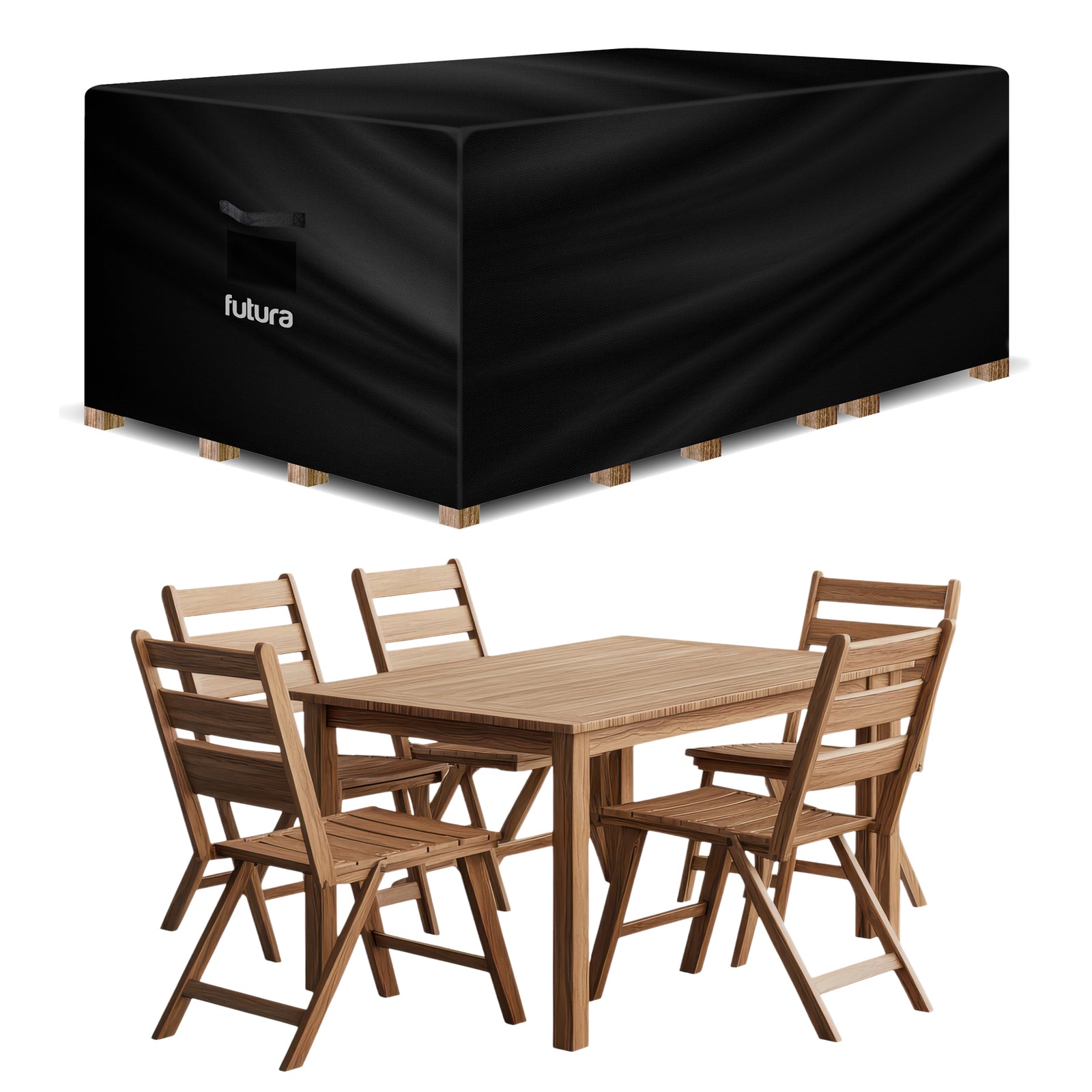 Rectangular Waterproof Garden Furniture Cover, Outdoor Patio Weatherproof Rattan Sofa Shield | 125 x 63 x 74cm | Black