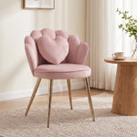 Accent Chair With Heart Pillow Velvet Upholstered Lotus Back Pink