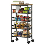 HOMCOM Metal Kitchen Trolley With Pull-out Baskets, Rustic Brown