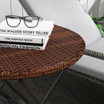 Foldable Rattan Coffee Table, Metal Frame, Mixed Brown
