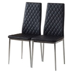 Pvc High Back Modern Dining Chairs | Set of 2 | Black