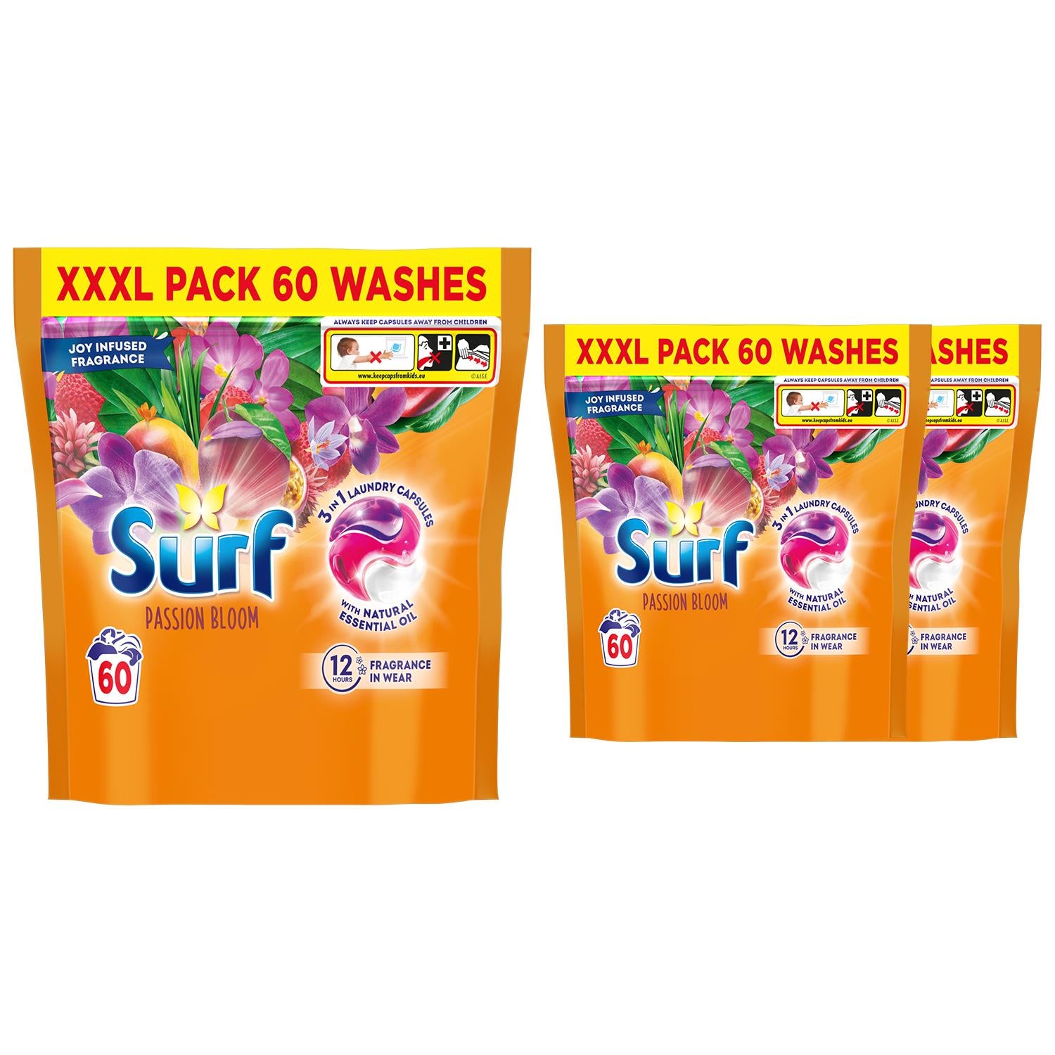 3 In 1 Laundry Washing Detergent Capsules Passion Bloom | 180 Washes