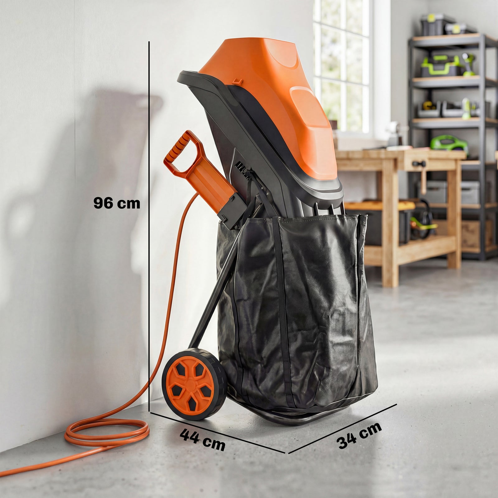 Outsunny 2500w Electric Wood Chipper With 45l Collection Bag