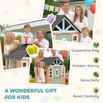 AIYAPLAY Playhouse For Kids, Wooden Wendy House With Pet Door, Play Kitchen