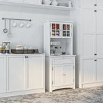 Kitchen Cupboard Wood Storage Cabinet   Drawer Glass Door