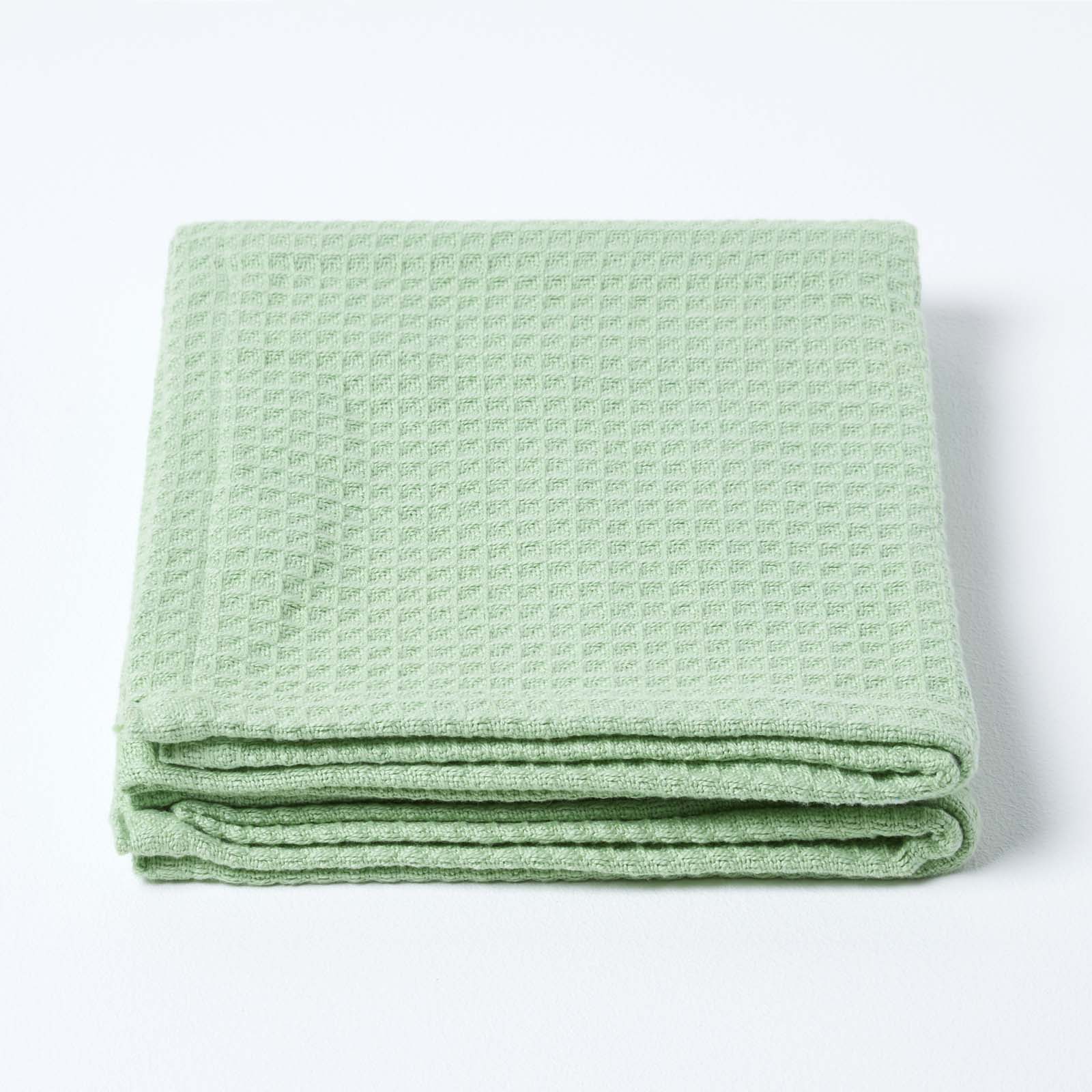 Organic Cotton Waffle Blanket/ Throw | 90cm x 112cm | Green