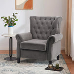 Tufted Upholstered Wingback Armchair– Elegant Accent Chair | Grey