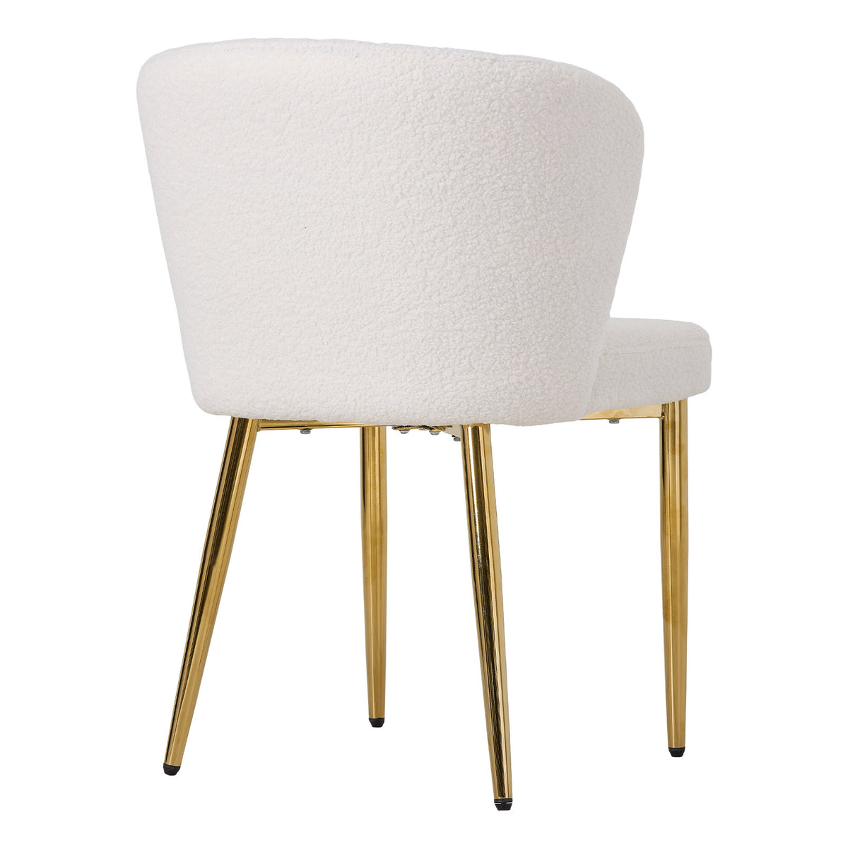 Breeins Set Of 2 Modern Sherpa Fleece Dining Chairs With Gold Metal Legs