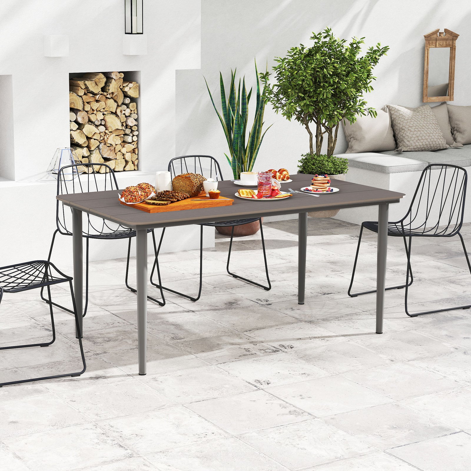 Garden Table W/ Rust Resistant Metal | Dark Gray