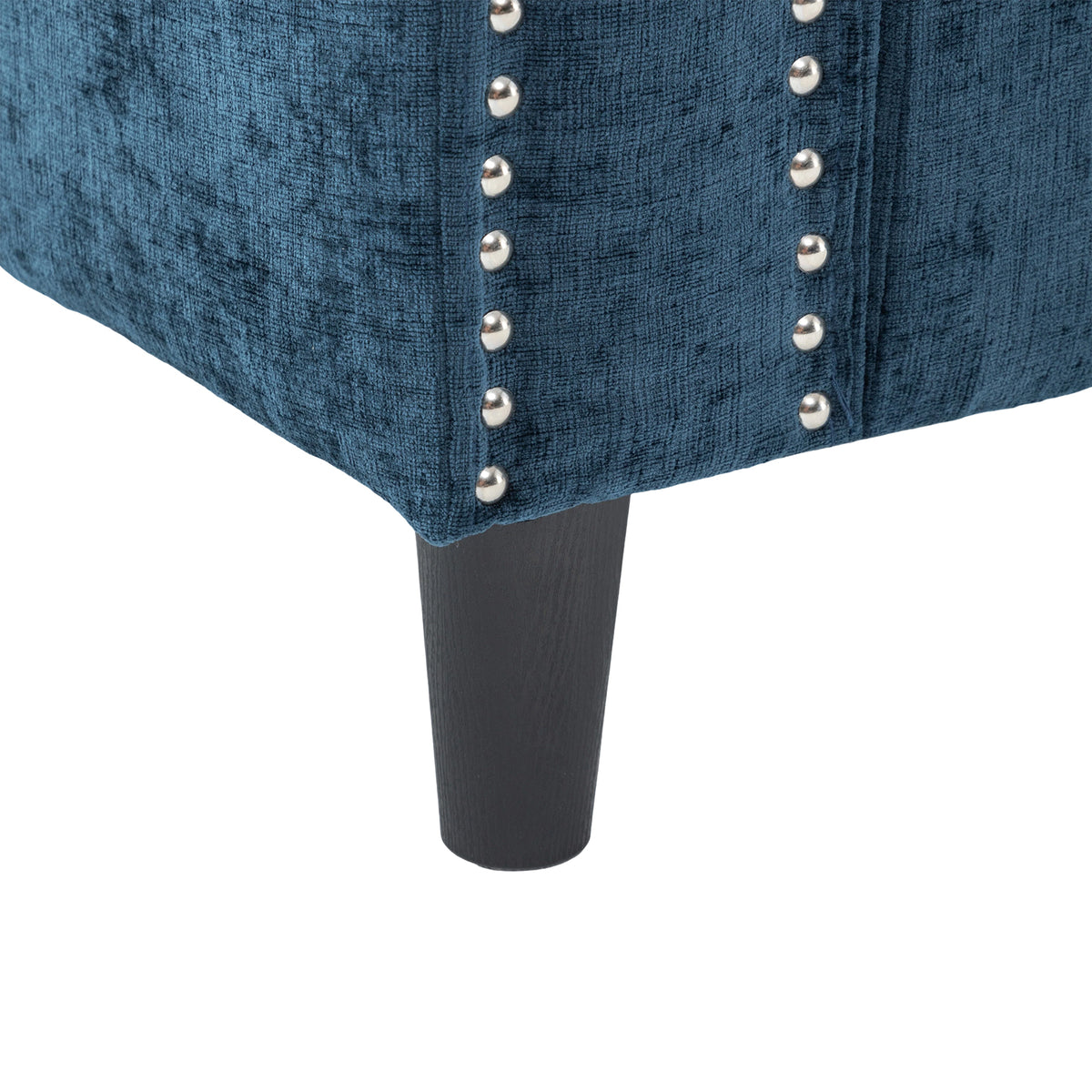 Chenille Upholstered L-shaped 3-seater Sectional Sofa With Ottoman | Blue