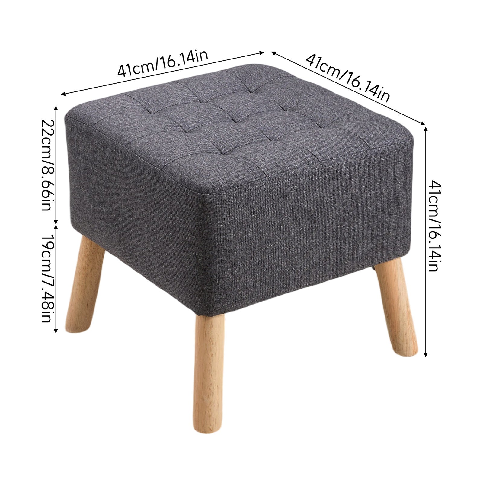 Linen Upholstered Footstool | Dark Grey