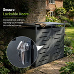 Outdoor Metal Bin Storage Galvanized Steel Lockable Wheelie Bin Storage Shed