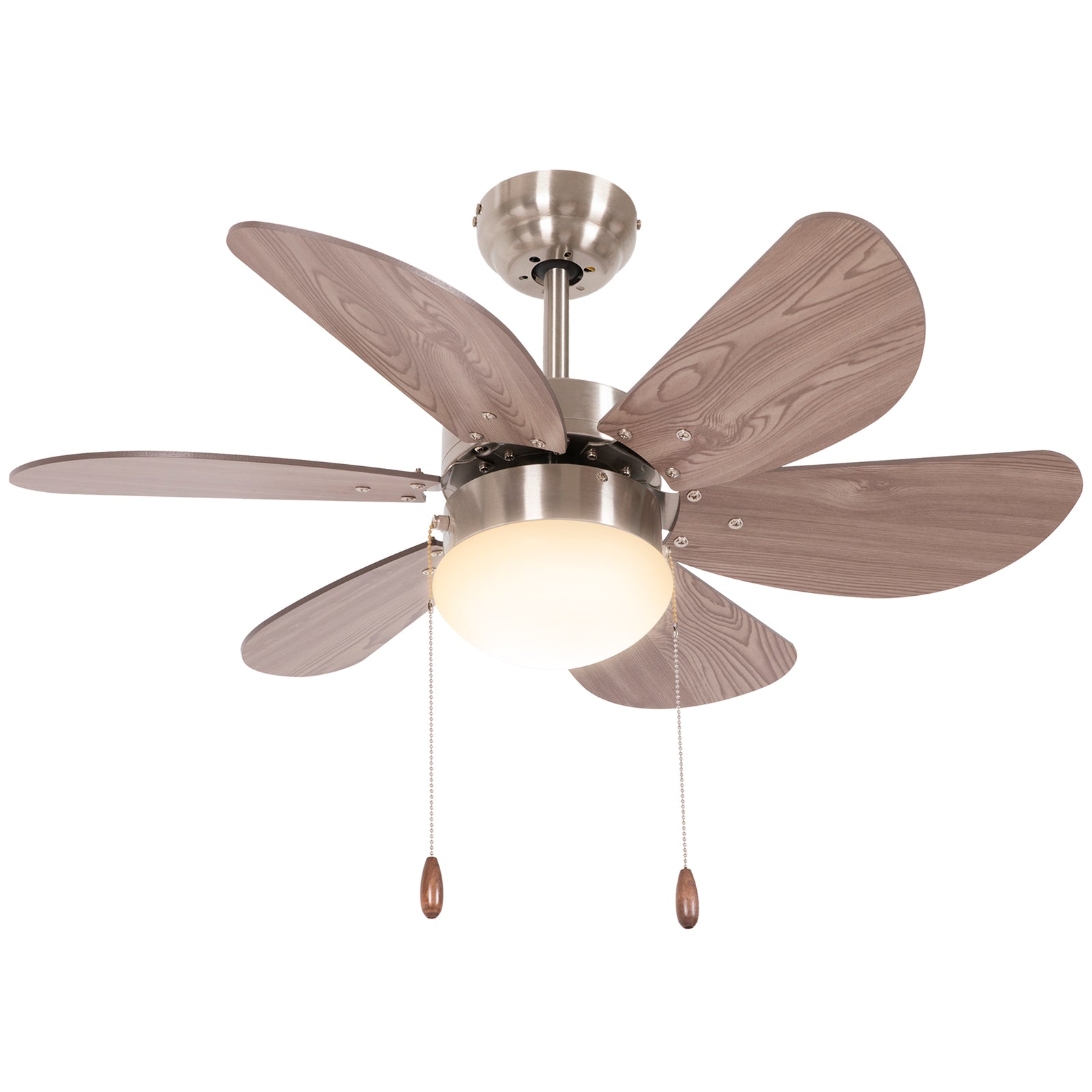 Mounting Reversible Ceiling Fan With Light Pull-chain Switch | One Size | Brown