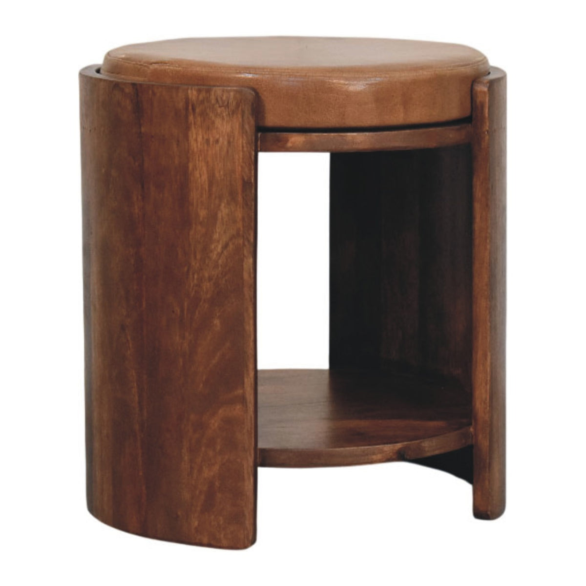 Solid Wood Savoy Leather Stool