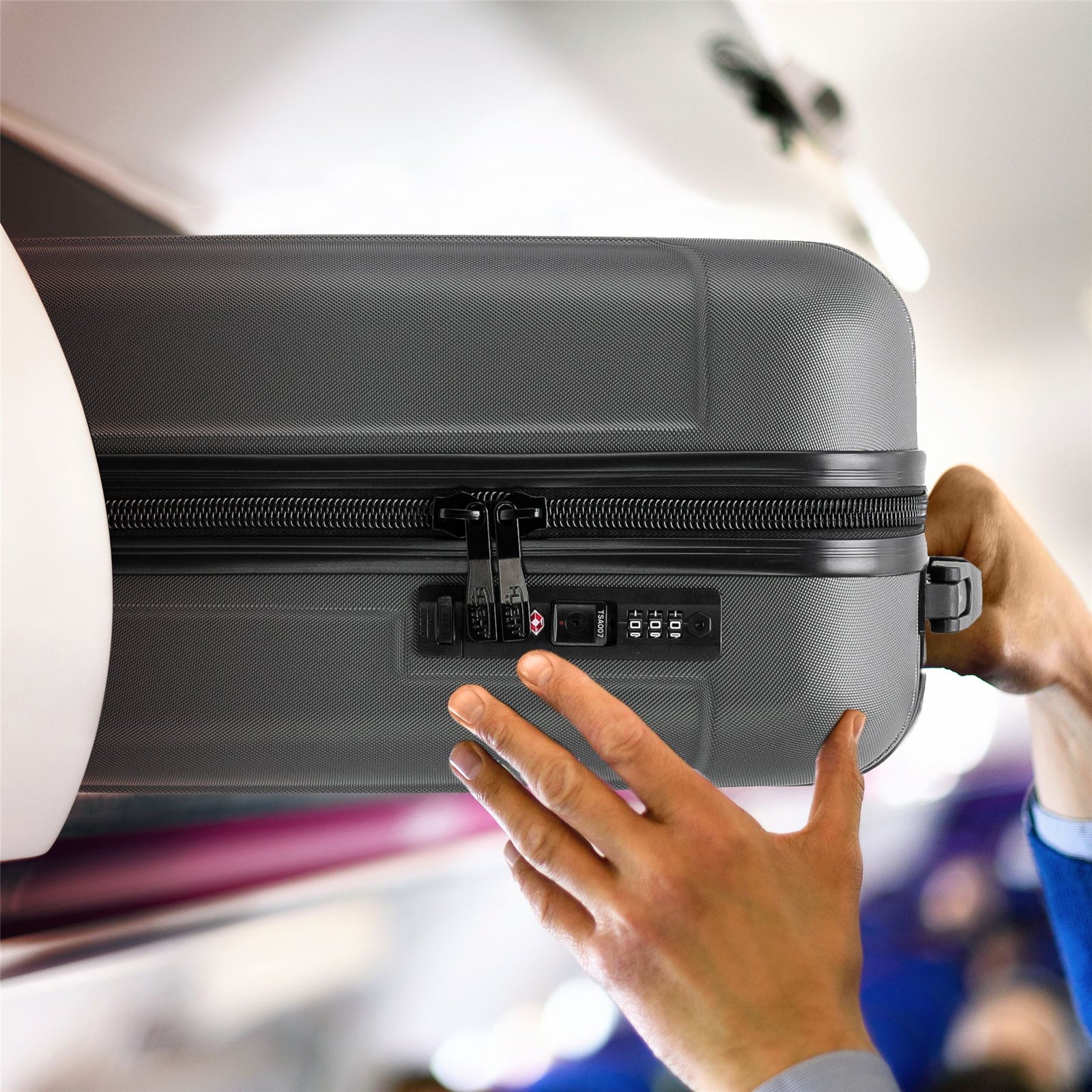 55x35x20cm Cabin Carry Bag Hard Shell Suitcase 100+ Airline Approved | Cabin | Anthracite