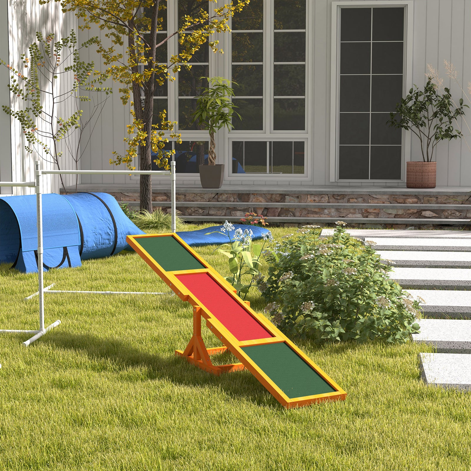 Wooden Pet Seesaw For Big Dogs With Anti-slip Surface, 180 X 30 X 30cm | Brown