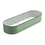 Green Raised Garden Bed Oval Galvanized Steel Planter For Backyard Gardening | Medium | Light Green