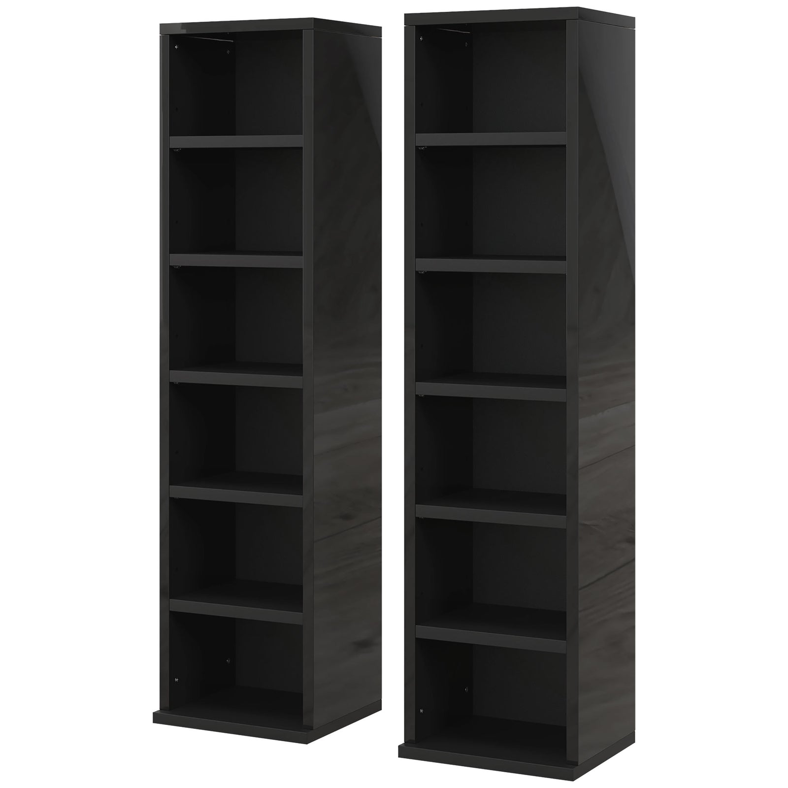 Set Of 2 Cd Storage Units Adjustable Shelves High Gloss | One Size | Black