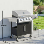 4+1 Burner Gas BBQ Grill with Side Burner, 14.5 kW Gas Grill