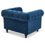 Chesterfield Scroll Arm Velvet Sofa 1 Seater | Navy Blue
