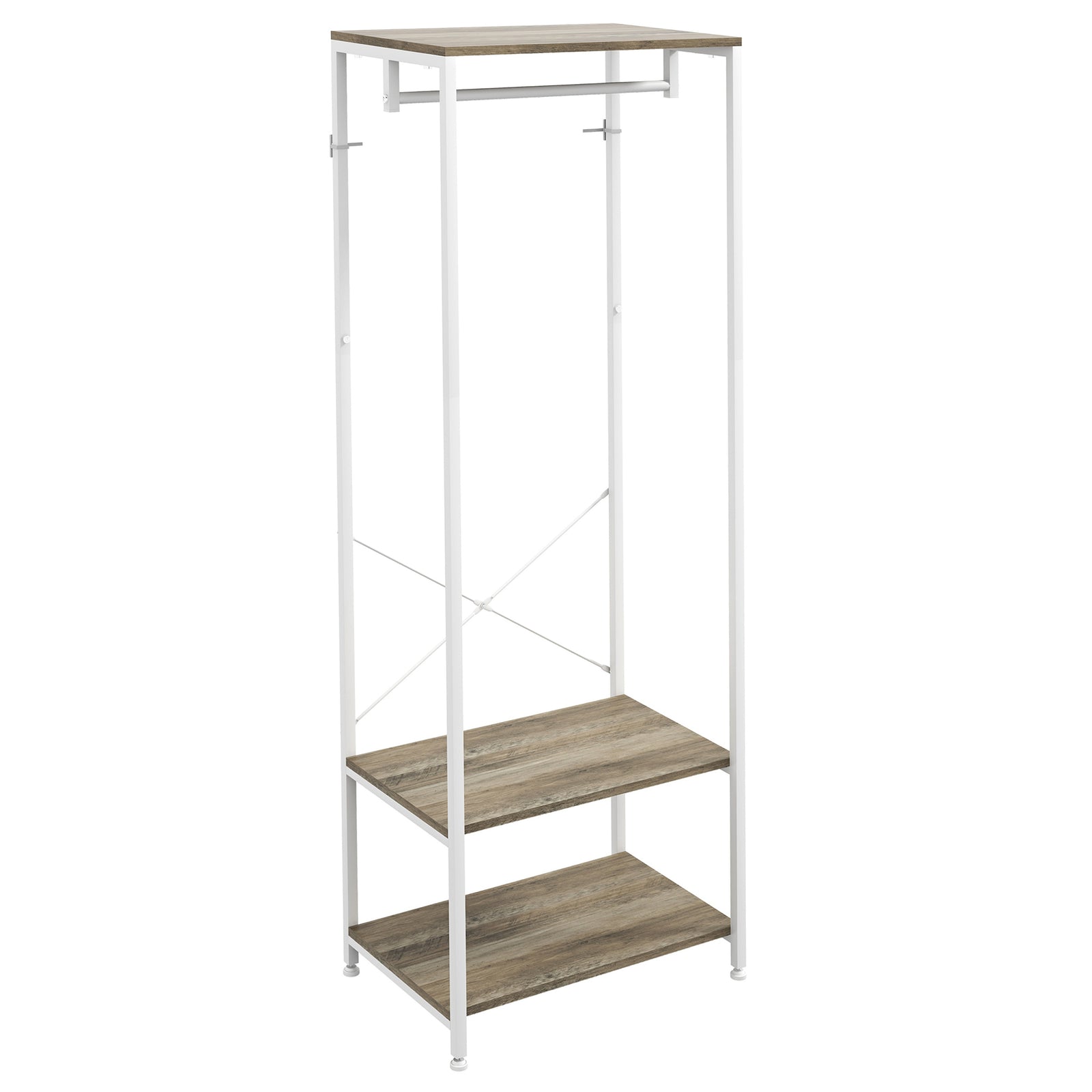 Coat Rack 2-in-1 Clothes Stand With Shoe Storage For Hallway | One Size | Gray