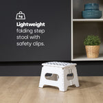 Compact Folding Step Stool With Non-slip Surface | White