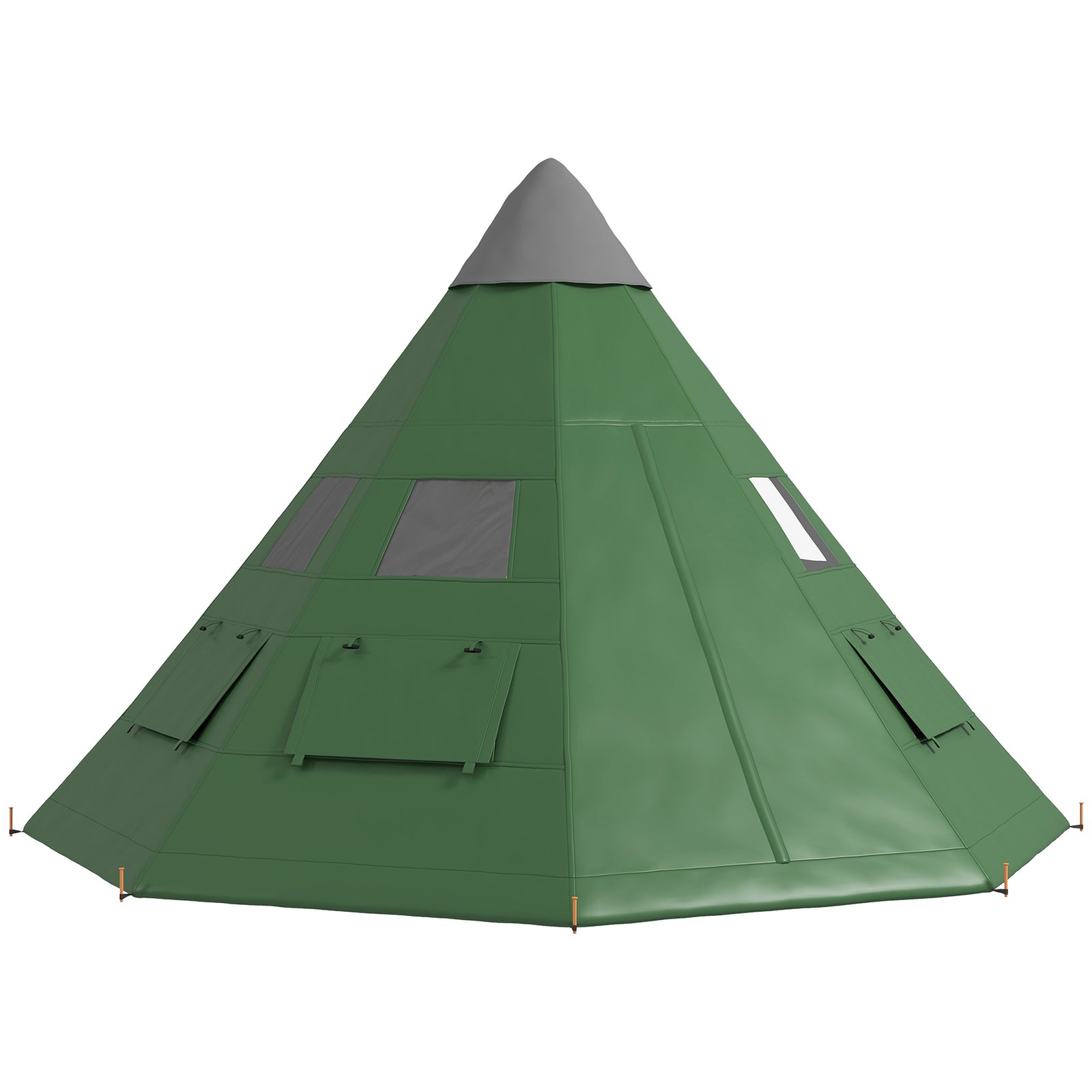 6 Man Tent Metal Poles Water-resistant Walls Windows Door | Green