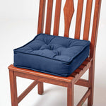 Cotton Dining Chair Booster Cushion | 40cm x 40cm | Navy Blue
