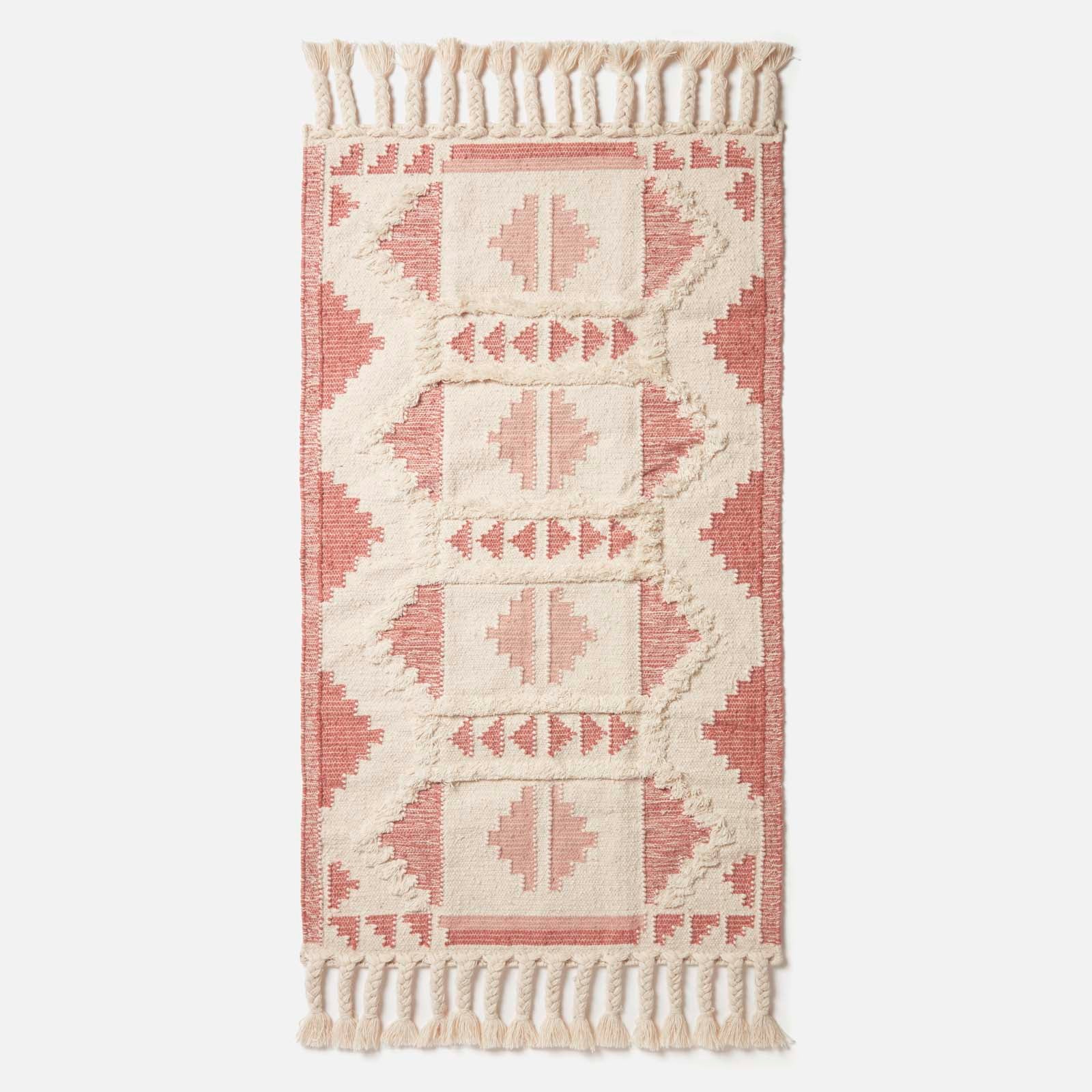 Satara Pink Kilim Wool Rug | 150cm x 95cm | Pink