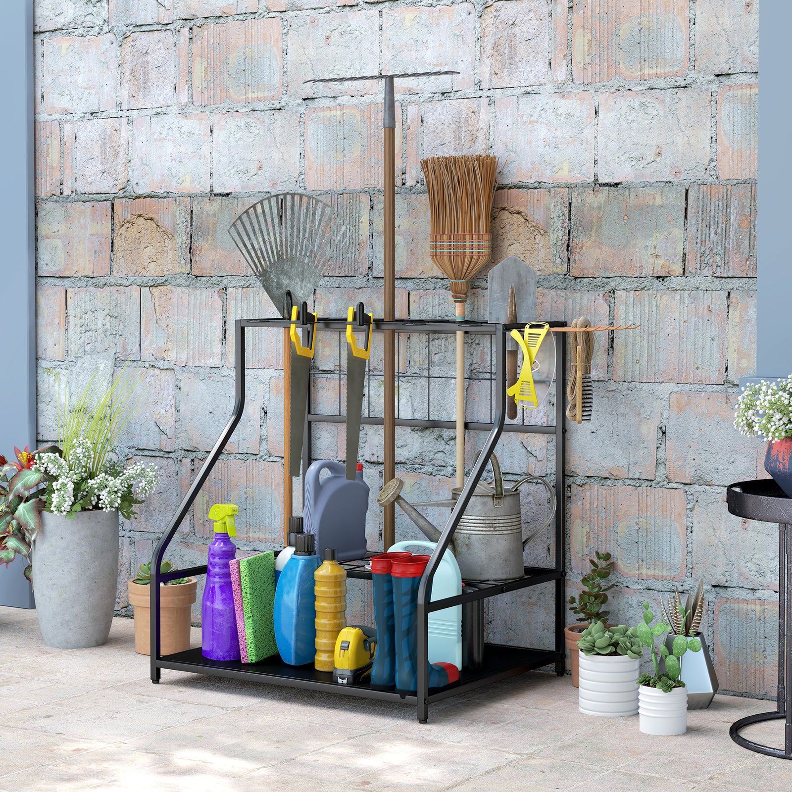 Garden Tool Storage Rack, 3-tier Garden Tool Rack