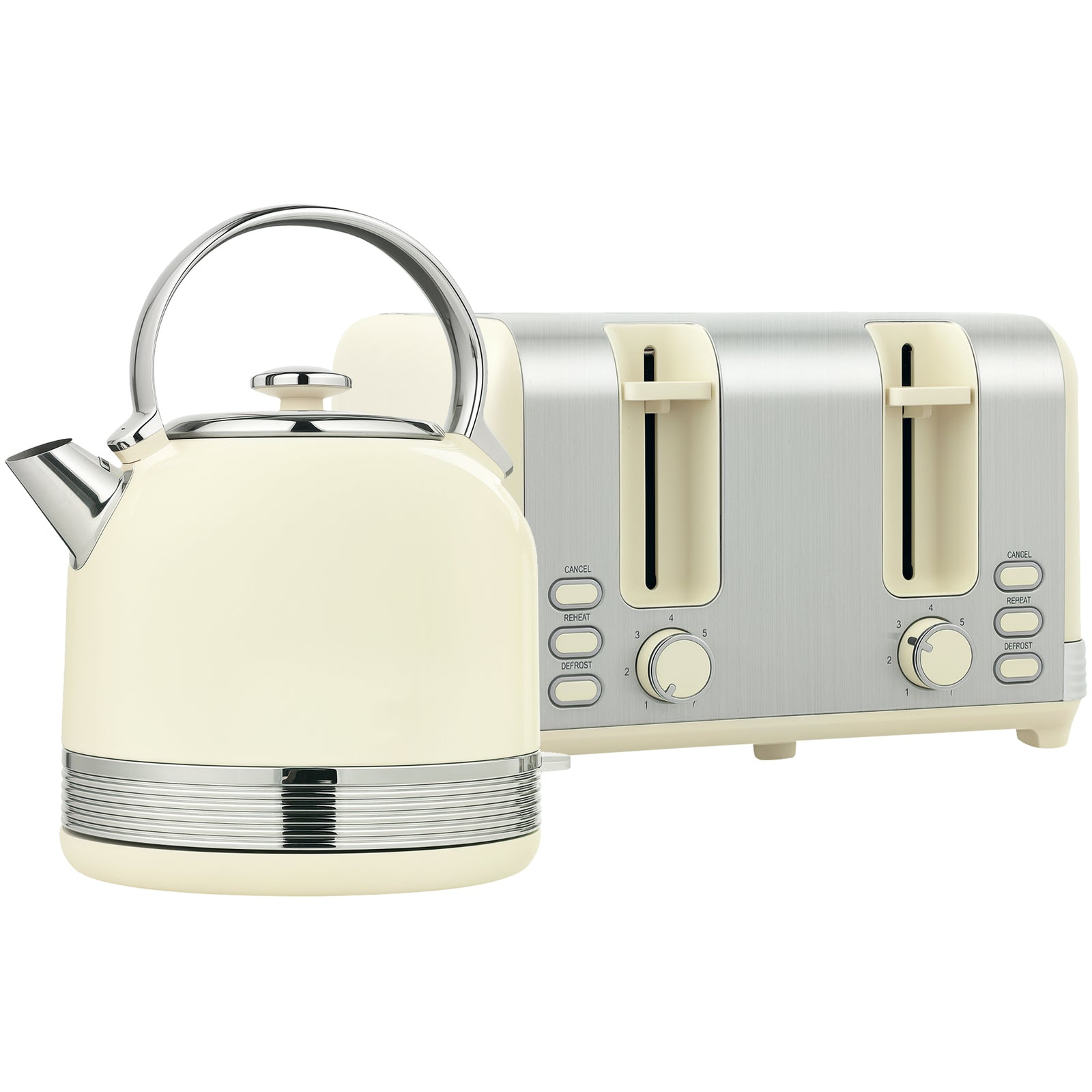 1.7l 3000w Fast Boil Electric Kettle And 4 Slice Toaster Set | Cream
