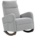 Modern High Back Corduroy Leisure Rocking Chair For Nursery | Grey