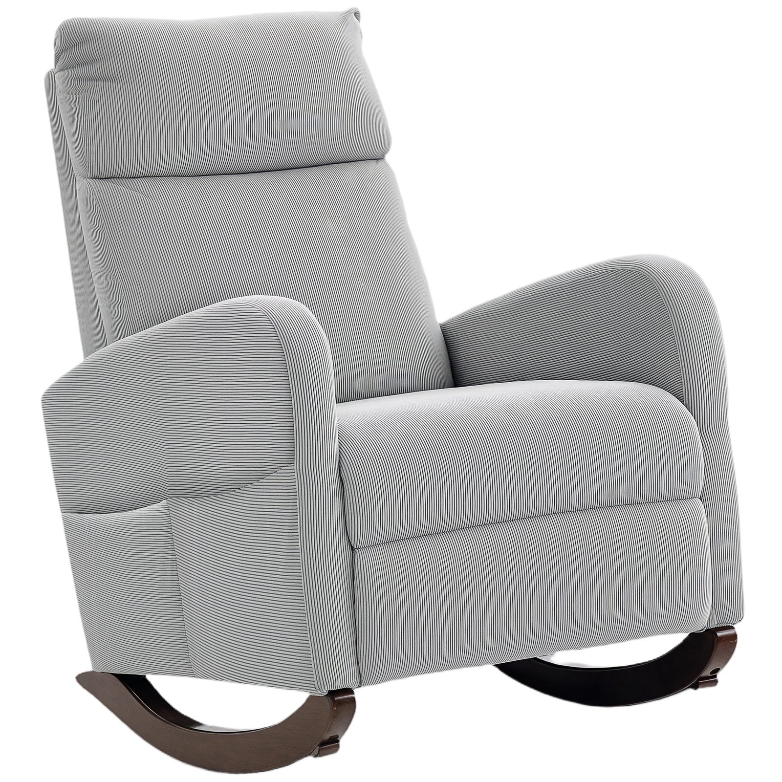 Modern High Back Corduroy Leisure Rocking Chair For Nursery | Grey