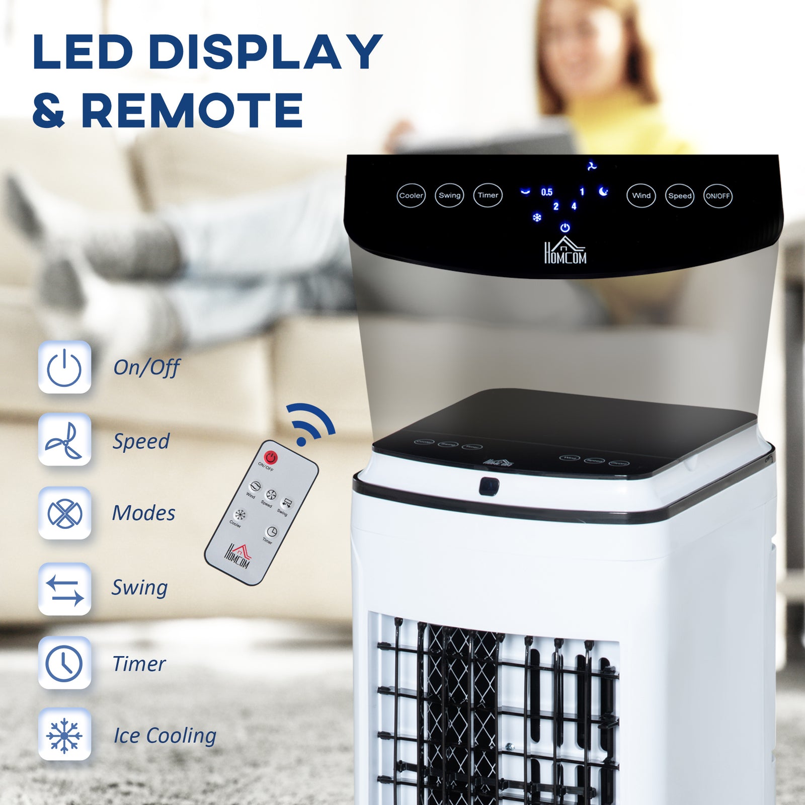 3-in-1 Portable Air Cooler With 4l Water Tank 7.5h Timer