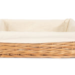 Wicker Cotton Lined Straight-sided Rectangular Tray | Large | Brown