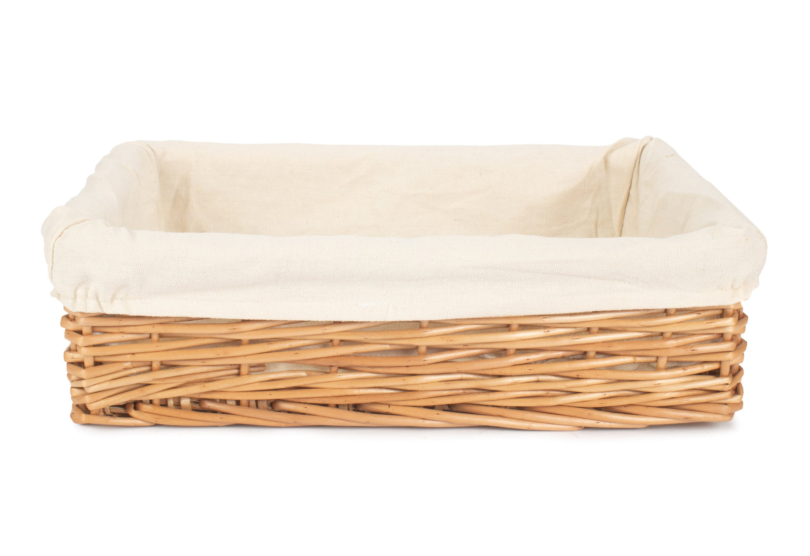 Wicker Cotton Lined Straight-sided Rectangular Tray | Large | Brown